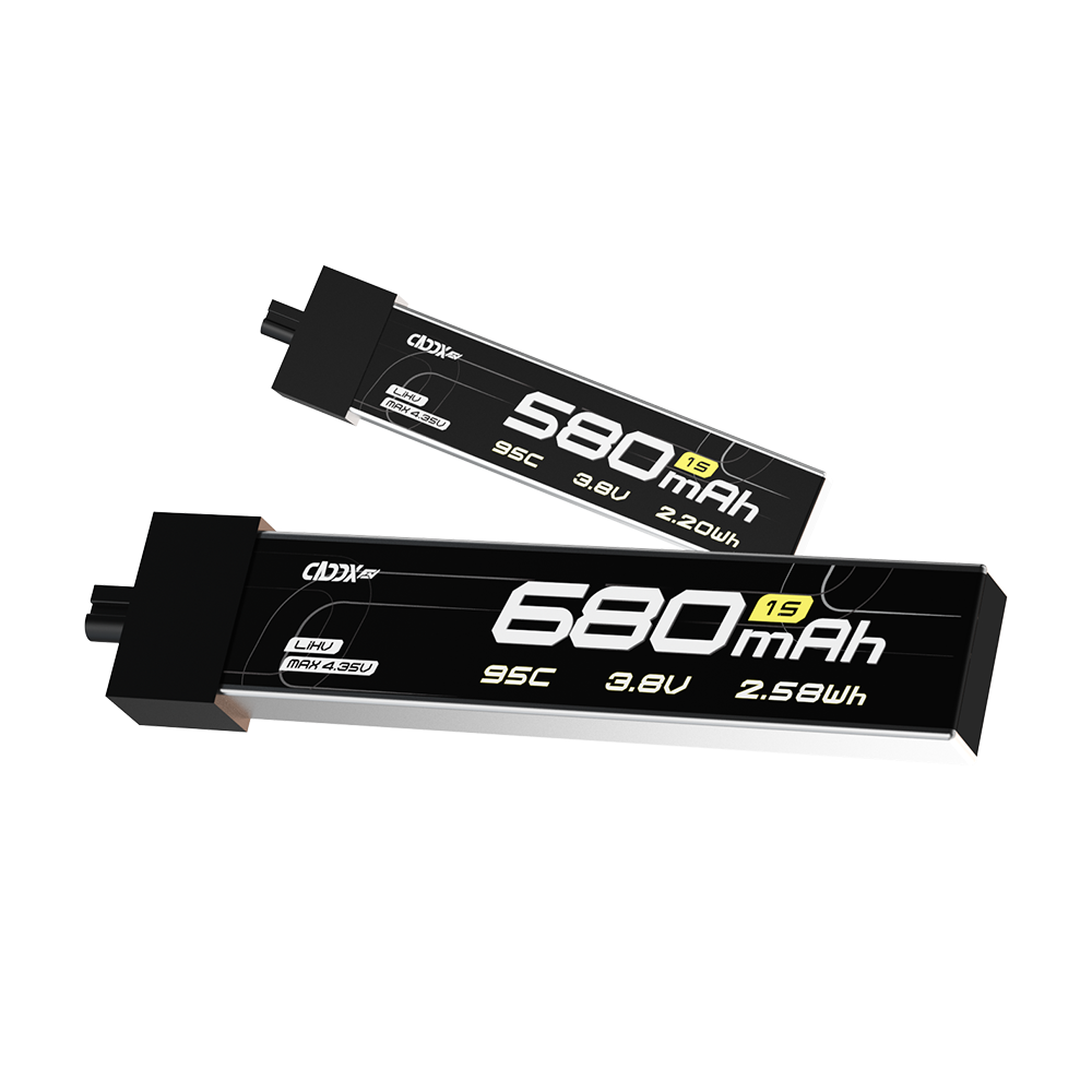 CADDXFPV CURVE 580mAh & 680mAh 1S 3.8V 95C FPV Lipo Battery with A30 connector